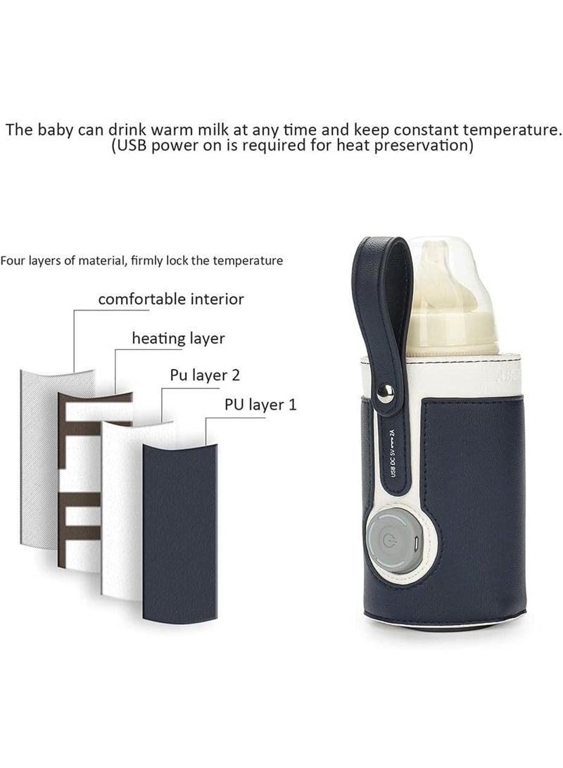 SOLARAE سخان زجاجة محمول، مع 3 تحكم في درجة الحرارة، حقيبة غطاء زجاجة حليب معزولة ذكية للسفر، سخان زجاجة أطفال USB لحليب الثدي أو الحليب الصناعي للسفر وأنشطة خارجية أخرى - Image 2