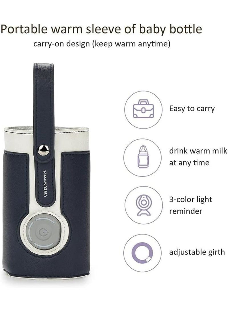 SOLARAE سخان زجاجة محمول، مع 3 تحكم في درجة الحرارة، حقيبة غطاء زجاجة حليب معزولة ذكية للسفر، سخان زجاجة أطفال USB لحليب الثدي أو الحليب الصناعي للسفر وأنشطة خارجية أخرى - Image 3