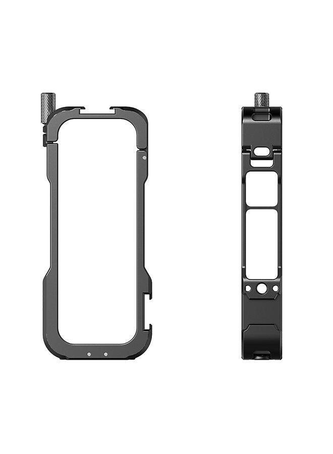 Metal Panoramic Camera Video Cage Aluminum Alloy Camera Cage with Dual Cold Shoe Mounts Silicone Lens Cover Metal Protective Frame Replacement for Insta360 X4 Vlog Accessories  - Image 5