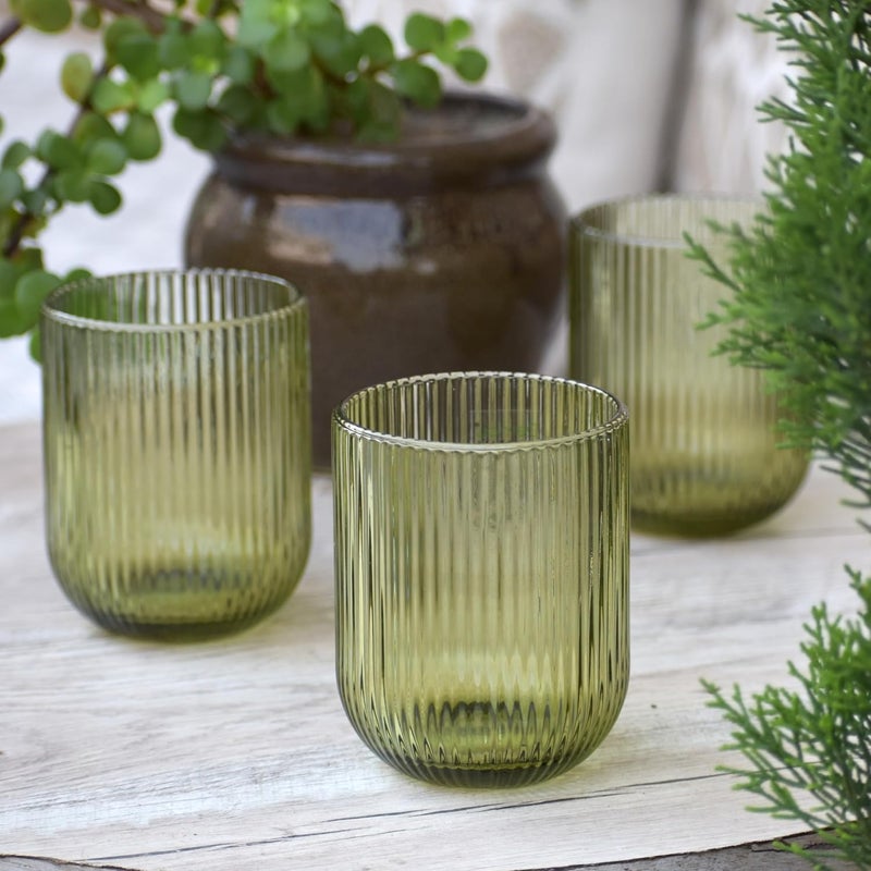 Spaces Inside Elegant Devnow Ribbed Water Tumbler Set of 6 Solid Color Glasses for Home and Dining Durable Stylish Drinkware for Everyday Use and Special Occasions - Image 2