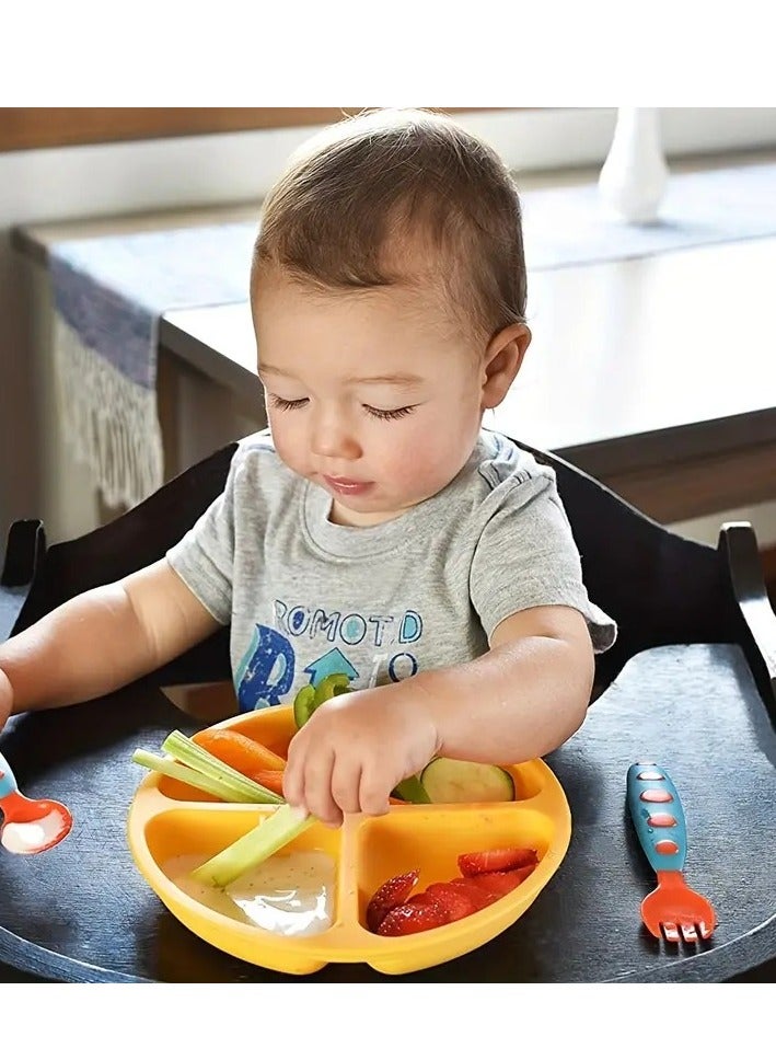 Little tots Suction Plates For Babies, Silicone With Lid Divided Design Dinner Plate Assorted Color - Image 5
