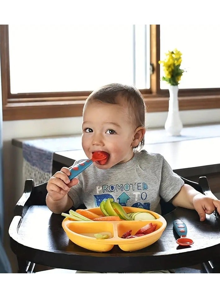 Little tots Suction Plates For Babies, Silicone With Lid Divided Design Dinner Plate Assorted Color - Image 4