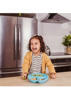Little tots Suction Plates For Babies, Silicone With Lid Divided Design Dinner Plate Assorted Color  - Image 3