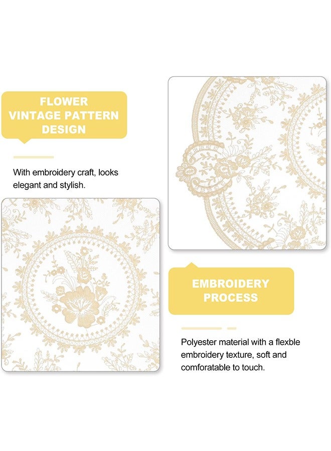 اتش واي المفارش الدانتيل الرجعية ، 13x13 بوصة دائرية الكروشيه الفرنسية المفارش رقيقة مطرزة مزهرية حصيرة كوستر لطاولة الطعام ديكور المنزل (بيج) - Image 3