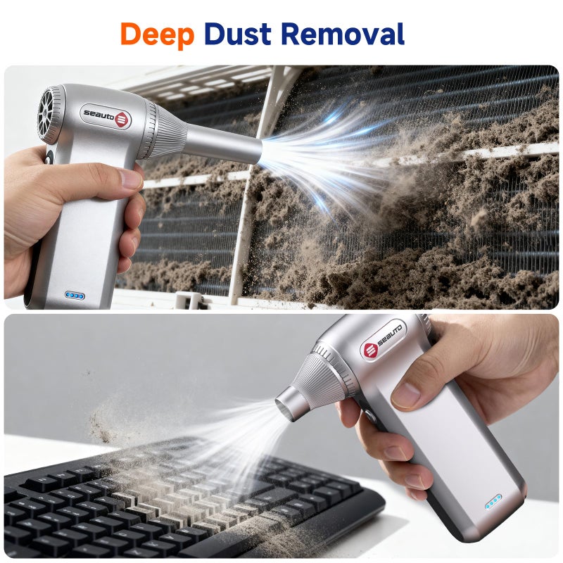 Seauto Compressed Air Duster-125,000 RPM Cordless Electric Air Duster, Rechargeable Super Power Air Blower with 3-Gear Turbo Fan, Air Blower for PC, Keyboard, Outdoor, Car & Home - Image 3