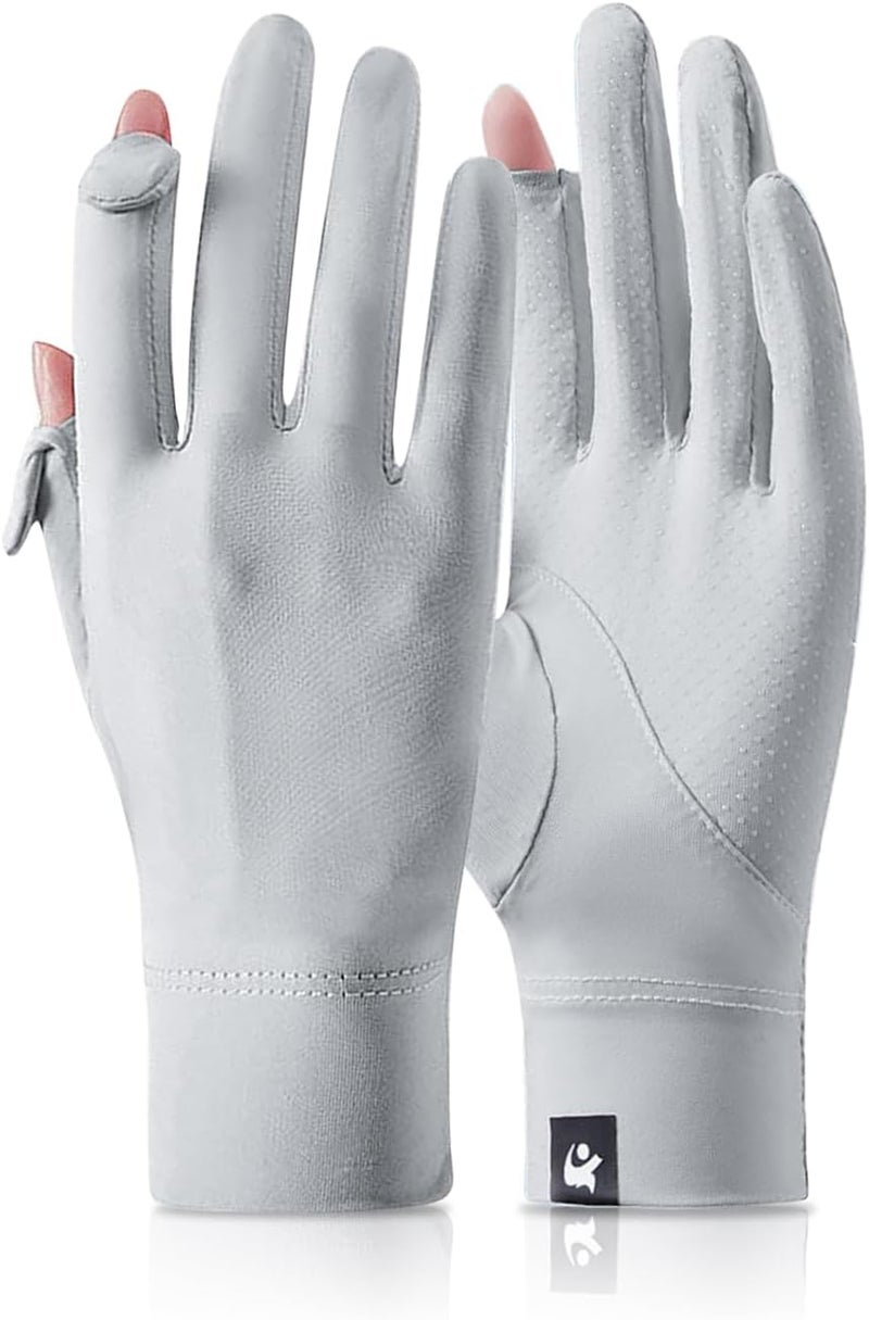 Feelorna Women UV Sun Protection Gloves - Summer Ice Silk Breathable Full Finger Touchscreen Non-Slip Mittens for Outdoor Activities - Image 1