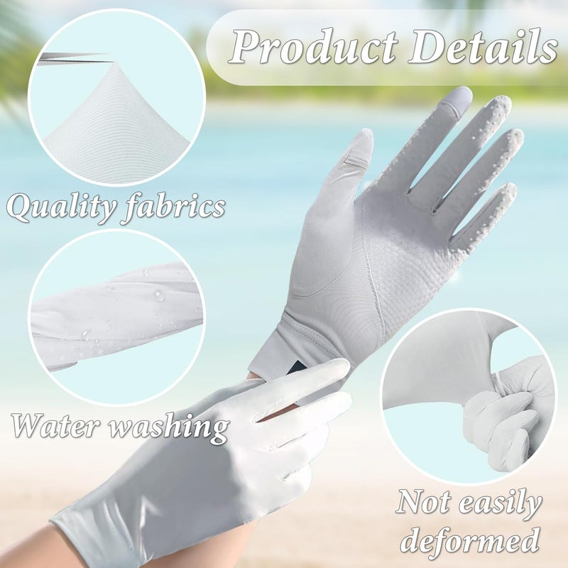 Feelorna Women UV Sun Protection Gloves - Summer Ice Silk Breathable Full Finger Touchscreen Non-Slip Mittens for Outdoor Activities - Image 3