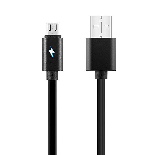 Soopii Micro USB Fast Charging Round Teeth Pattern Rubber Data Cable - Tangle Free, Light Indicator, 2.1A Output (Black) - Image 1