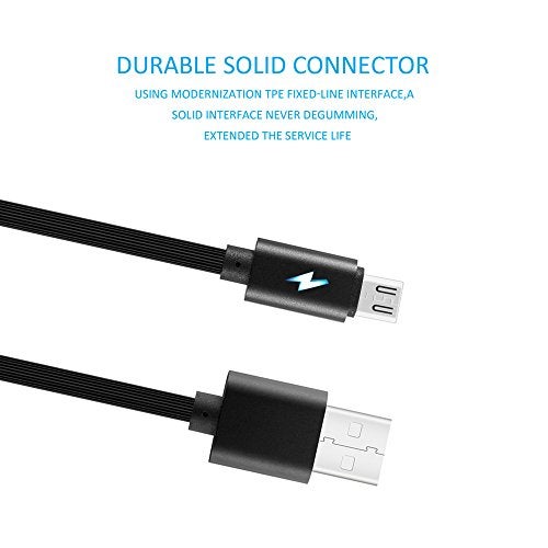 Soopii Micro USB Fast Charging Round Teeth Pattern Rubber Data Cable - Tangle Free, Light Indicator, 2.1A Output (Black) - Image 2