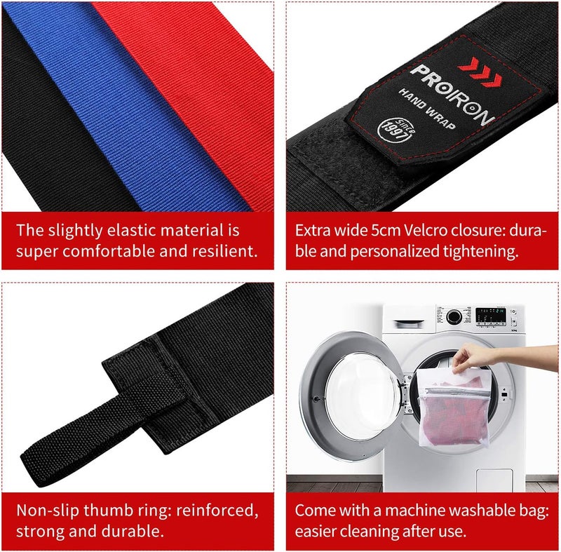 PROIRON Boxing Hand Wraps - Fist Wrist Protector - Red - Image 2