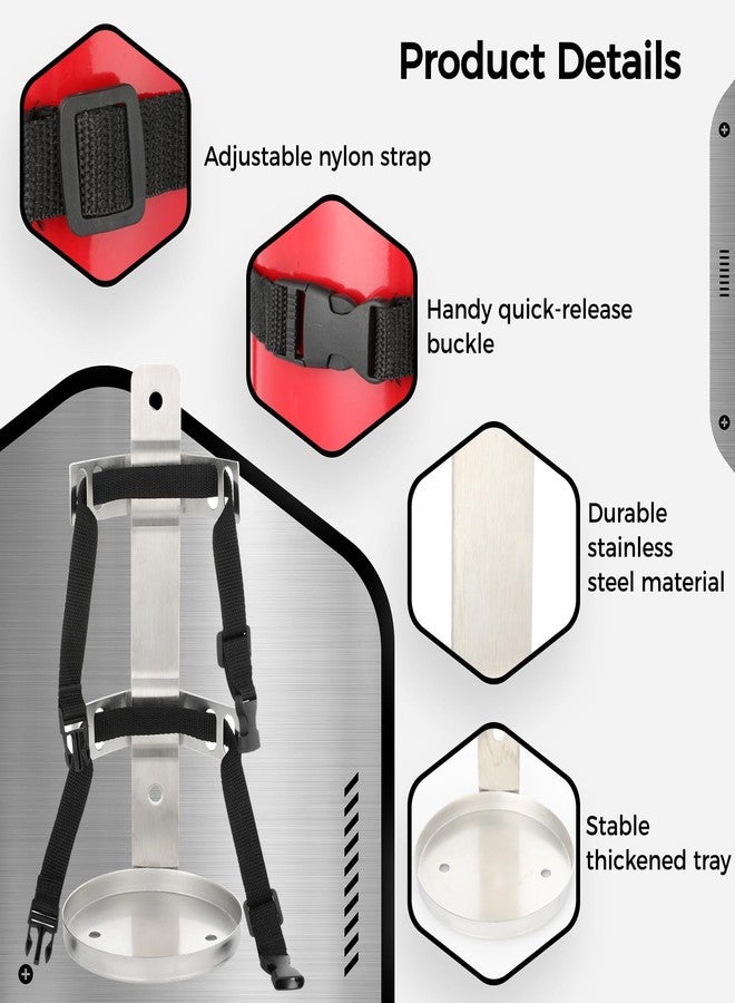 Homaisson Fire Extinguisher Metal Bracket, 304 Stainless Steel Mounting Bracket with Adjustable Straps, Heavy Duty Fixing Holder Compatible with 6.6-8.8 lbs Fire Extinguisher - Image 3