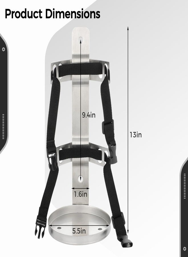 Homaisson Fire Extinguisher Metal Bracket, 304 Stainless Steel Mounting Bracket with Adjustable Straps, Heavy Duty Fixing Holder Compatible with 6.6-8.8 lbs Fire Extinguisher - Image 4