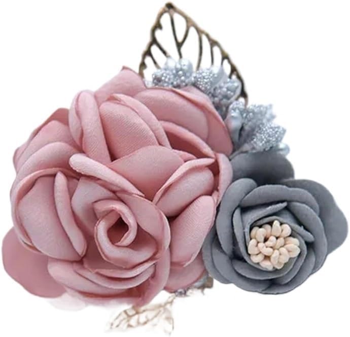 Wrist Flower,Boutonniere, Wrist Corsage 3Pcs Women Bridesmaid Wrist Corsage Silk Rose Wrist Flowers Groom Boutonniere Buttonhole Marriage Accessories - Image 5