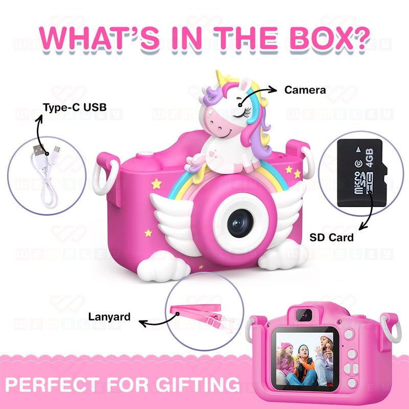 Wembley Unicorn 48MP Kids Digital Camera with Video Recorder | 2-Inch Screen & 4GB SD Card | Birthday Gift for Boys & Girls Ages 5-10 | Mini Camera for Fun Photo & Video | Best Toy Camera for Kids - Image 2