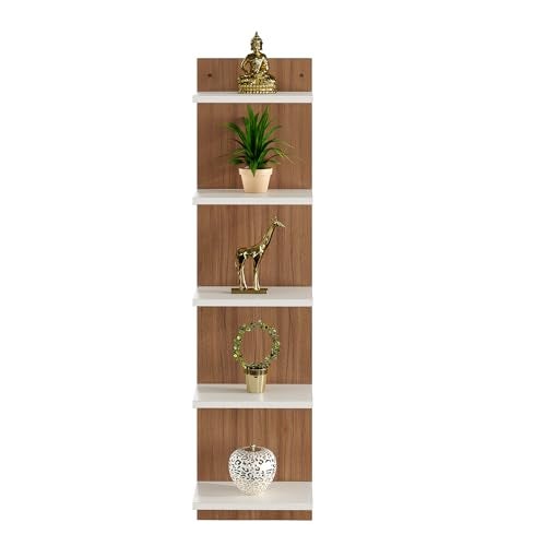 FURNEASER Sampller Wall Shelves for Living Room, Hanging Decoration & Corner Display Shelf, Modern & Stylish Bookcase Bookshelf (Wenge) (Exotic Teak & White) - Image 5
