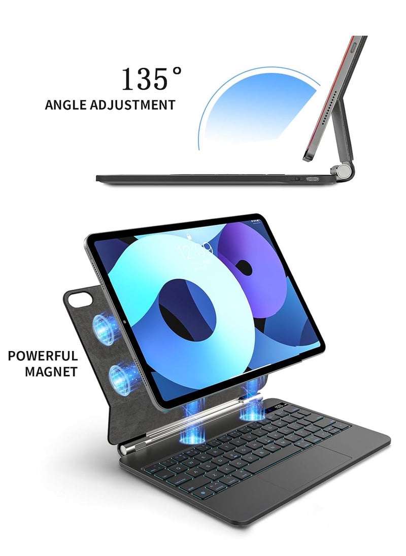 QPHWHFQ - Arabic Magic Keyboard for iPad Air 11 inch (M2/M3) and iPad Pro 11 inch/Air 5/4,Magic Keyboard case for iPad Air 11,Multi-Touch Trackpad with 7 Colors Backlit Keys,Floating Cantilever Stand - Image 1