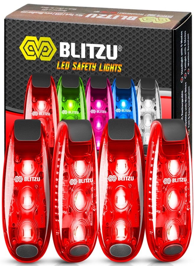 BLITZU 4 Pack LED Safety Light, Clip on Reflective Gear Lights for Walking at Night, Running, Jogging, High Visibility Strobe Light Accessories for Runners, Kids, Hiking, Kayak, Cycling, Camping, Boat Red - Image 1
