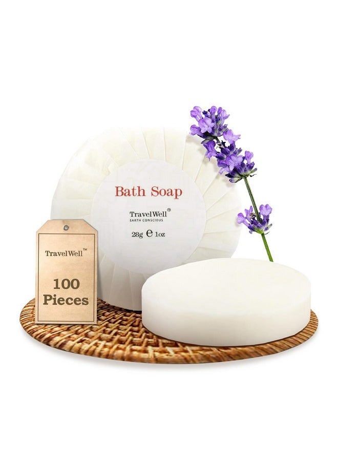 Travelwell - Travel Well Bar Soap Bulk - 100 Pack, 1.0 oz Travel Size Soap Bars - Individually Wrapped Hotel Soap - Great for Vacation Rental and Airbnb Toiletries or Hygiene Kits Supplies - Image 1