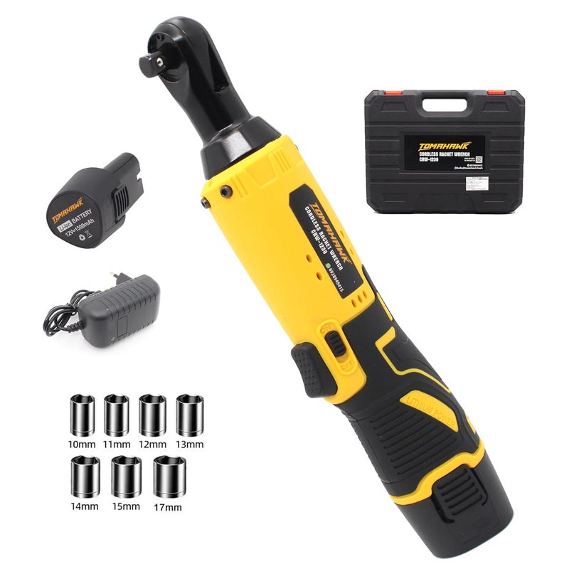 Tomahawk ® CRW-1230 Cordless Ratchet Wrench Set | 3/8" Square Drive | 300 RPM Torque 7 Sockets Brushless Motor Variable Speed Trigger - Image 1