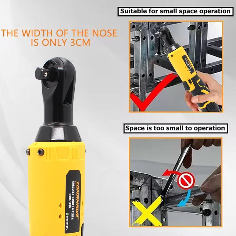 Tomahawk ® CRW-1230 Cordless Ratchet Wrench Set | 3/8" Square Drive | 300 RPM Torque 7 Sockets Brushless Motor Variable Speed Trigger - Image 2
