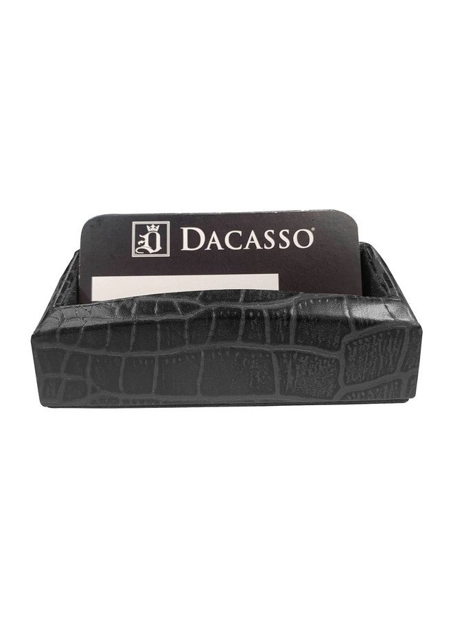 Dacasso Black Crocodile Embossed Leather Business Card Holder - Image 1