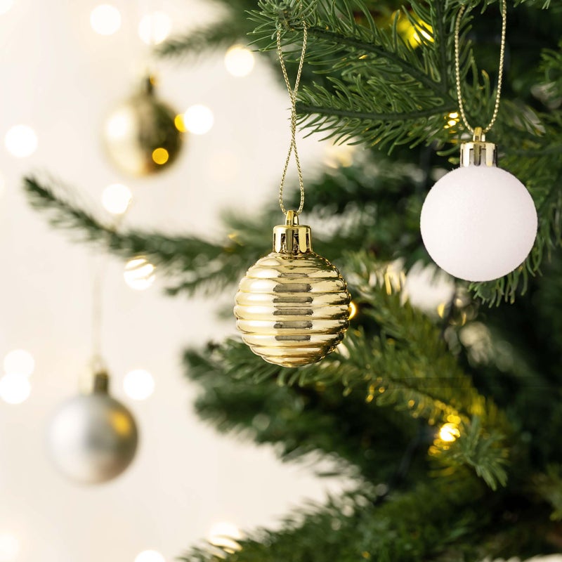 Valery Madelyn Christmas Tree Decorations rocenent for Fall Halloween Decor 24ct White and Gold Shatterproof Ball Ball Ball Bulk 1.57 Inting Decor - Image 2