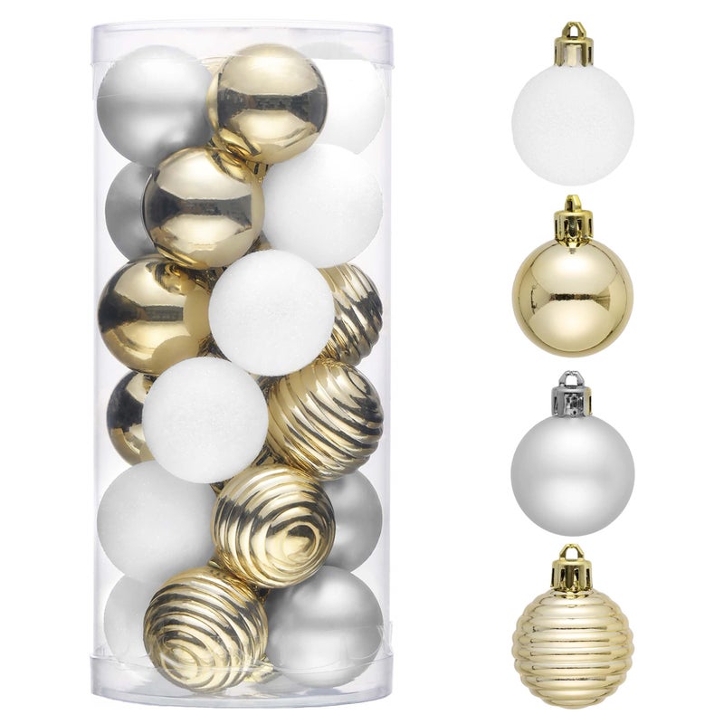 Valery Madelyn Christmas Tree Decorations rocenent for Fall Halloween Decor 24ct White and Gold Shatterproof Ball Ball Ball Bulk 1.57 Inting Decor - Image 1