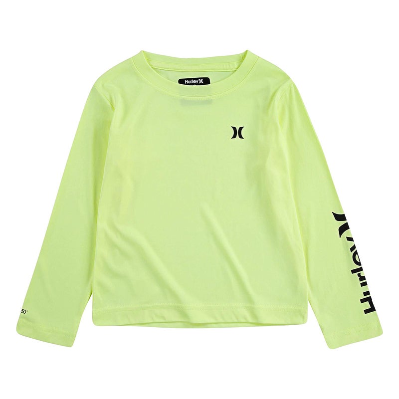 Hurley Boys Long Sleeve Rash Guard Shirt Volt Glow Heather XL - Image 3