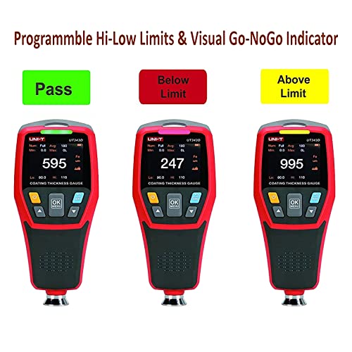 Rocky Mars Paint Thickness Gauge for Cars UT343D Upgraded Coating Wet Film Thickness Gauge Paint Correction Precious Metal Tester Tool with Visual Go-NoGo Indicator Auto Rotatable Display - Image 3