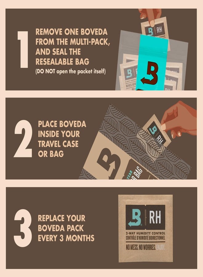 Boveda 65% Two-Way Humidity Control Packs for Storing Up to 5 Items – Size 8 – 10 Pack – For Small Travel Boxes – Moisture Absorbers – Humidifier Packs – Hydration Packets in Resealable Bag - Image 4