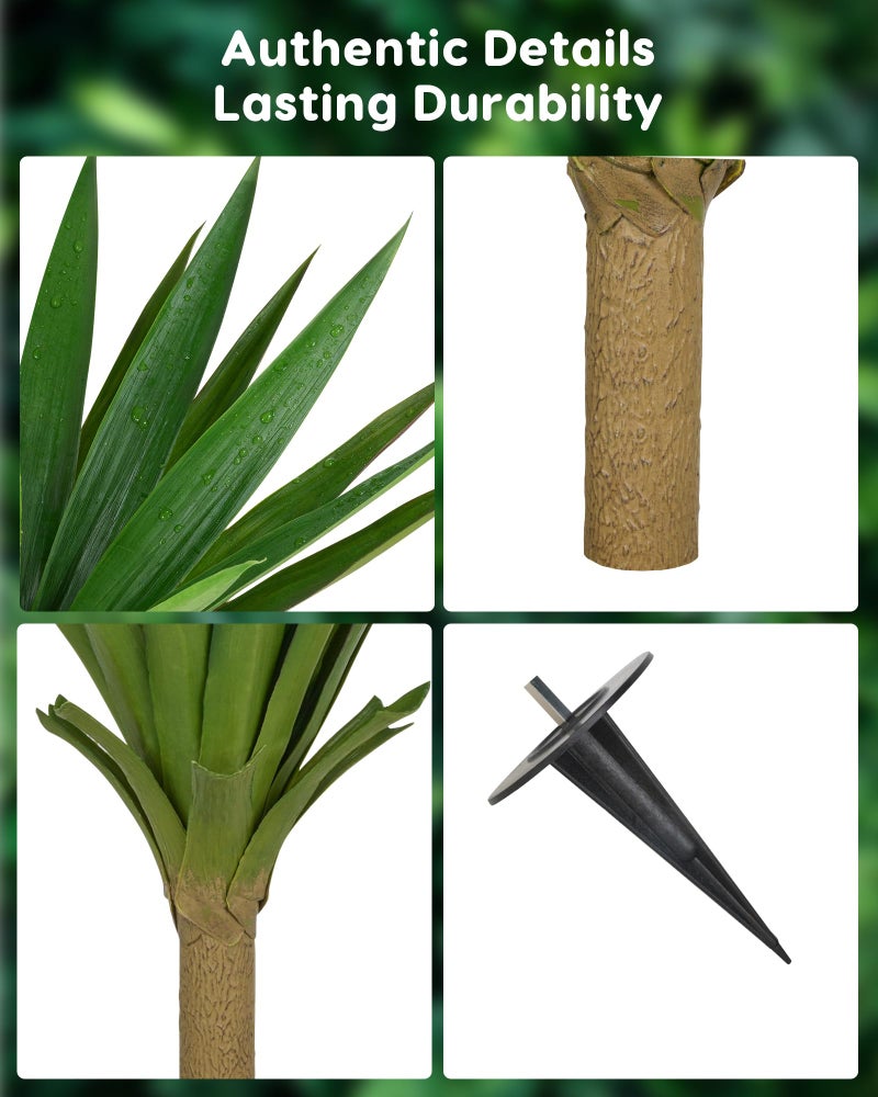 Velener Artificial Agave Plants Outdoor with Ground Spike, UV Resistant Fake Plants, Large Realistic Faux Succulents Plants for Indoor Outdoor Front Porch Garden-22 Inches - Image 3