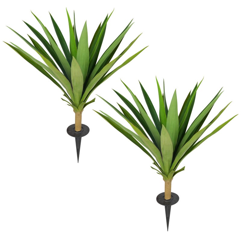 Velener Artificial Agave Plants Outdoor with Ground Spike, UV Resistant Fake Plants, Large Realistic Faux Succulents Plants for Indoor Outdoor Front Porch Garden-22 Inches - Image 1