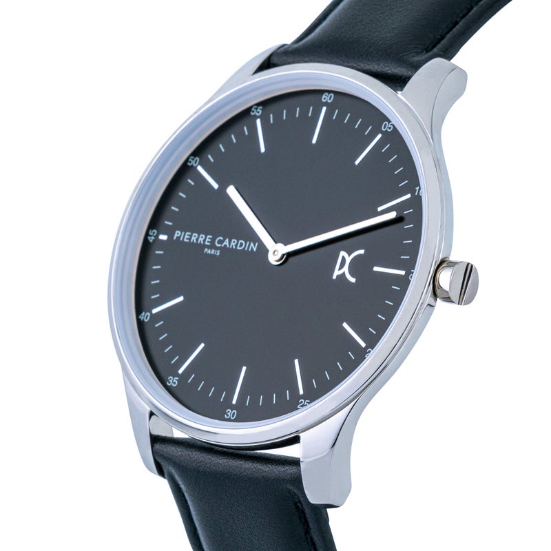 PIERRE CARDIN CBA.4002 MEN'S LUXURY WATCH - STYLISH BLACK DIAL & LEATHER BAND - Image 2