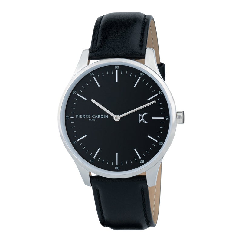 PIERRE CARDIN CBA.4002 MEN'S LUXURY WATCH - STYLISH BLACK DIAL & LEATHER BAND - Image 1