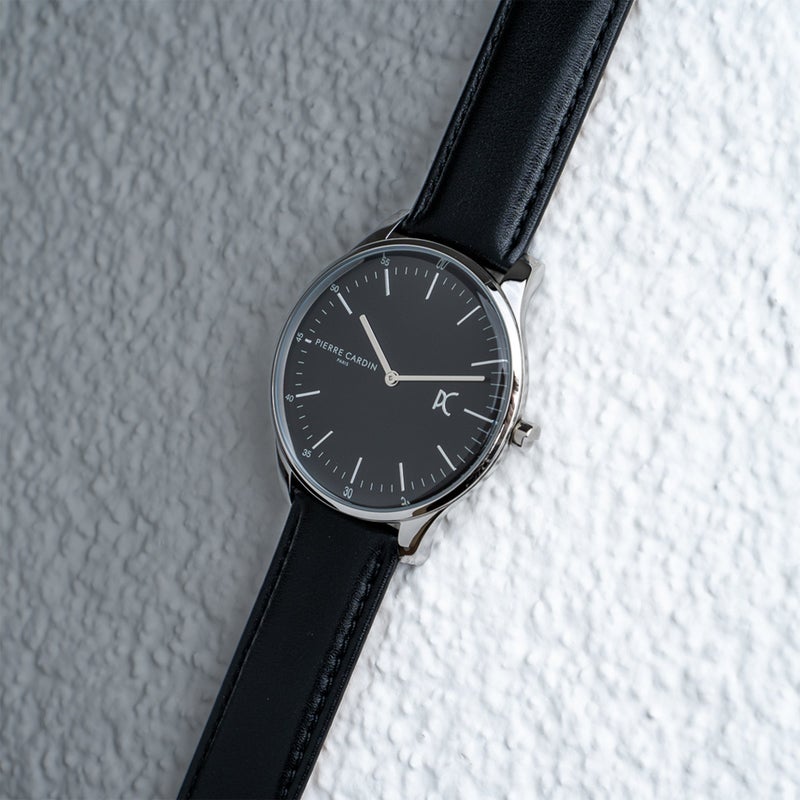 PIERRE CARDIN CBA.4002 MEN'S LUXURY WATCH - STYLISH BLACK DIAL & LEATHER BAND - Image 5