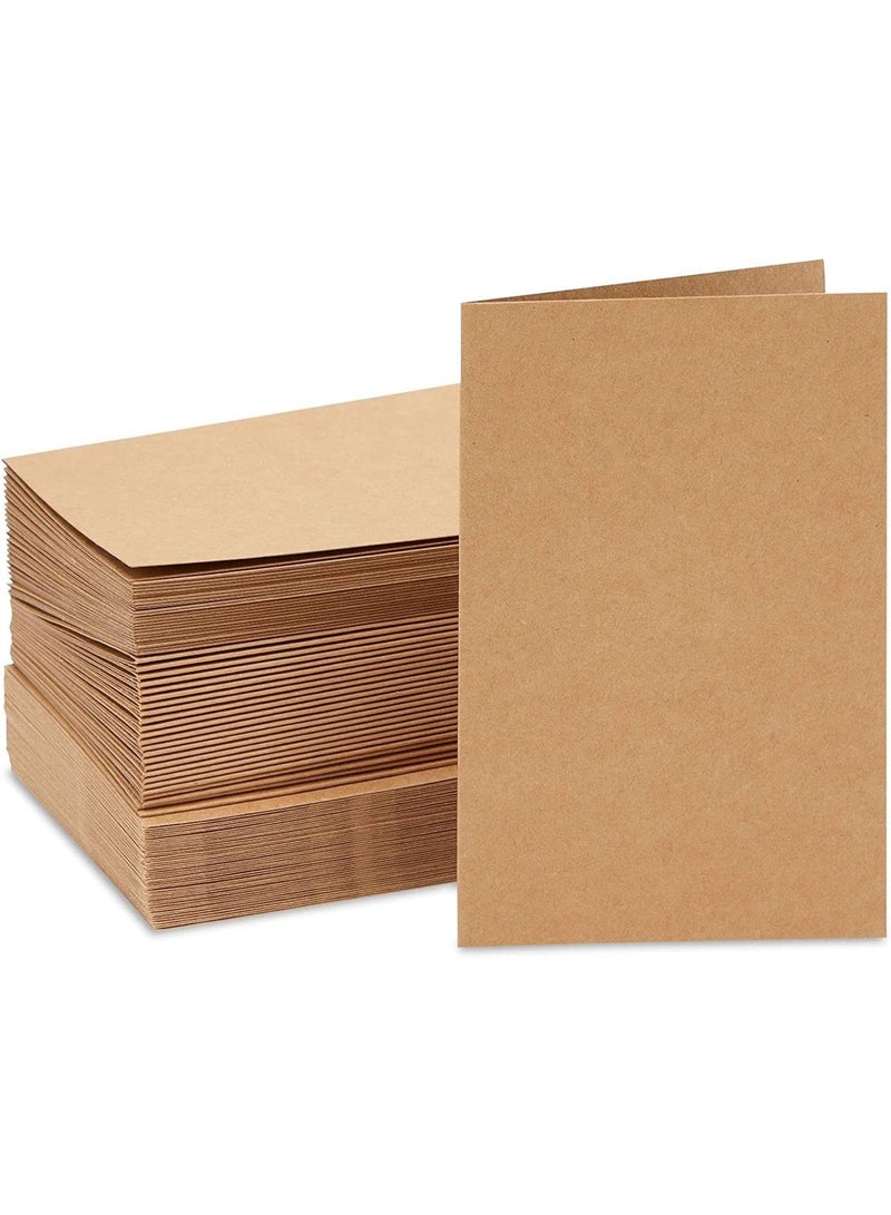 Generic 100 Pcs Kraft Cards, Kraft Brown Blank Greeting Cards, Folded Card Stock, Good Strength, for DIY Weddings, Birthday Invitations, Craft Paper, Gift Wrapping, A4 Thick Brown - Image 1