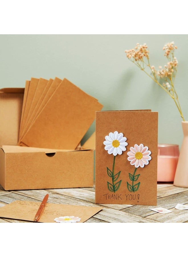 Generic 100 Pcs Kraft Cards, Kraft Brown Blank Greeting Cards, Folded Card Stock, Good Strength, for DIY Weddings, Birthday Invitations, Craft Paper, Gift Wrapping, A4 Thick Brown - Image 3