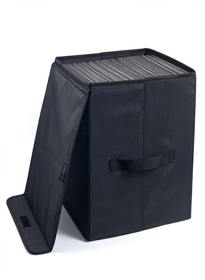 UENTIP Vinyl Record Storage Box for 12-inch Records Crate Holds up to 90 records,Pack of 1-14x 13x 13 Inch LP record storage for Valuable Album Collection - Black - Image 1