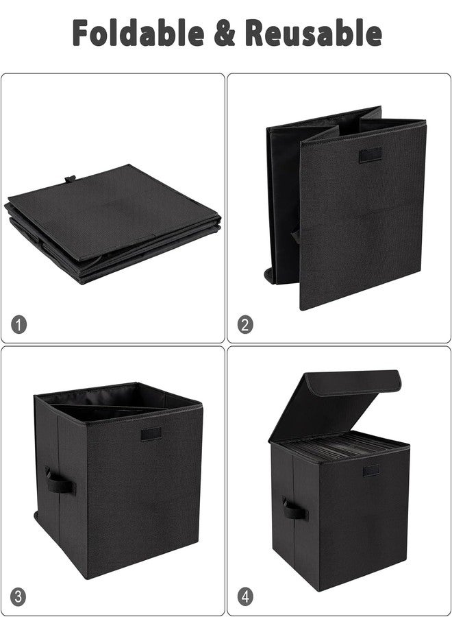 UENTIP Vinyl Record Storage Box for 12-inch Records Crate Holds up to 90 records,Pack of 1-14x 13x 13 Inch LP record storage for Valuable Album Collection - Black - Image 5