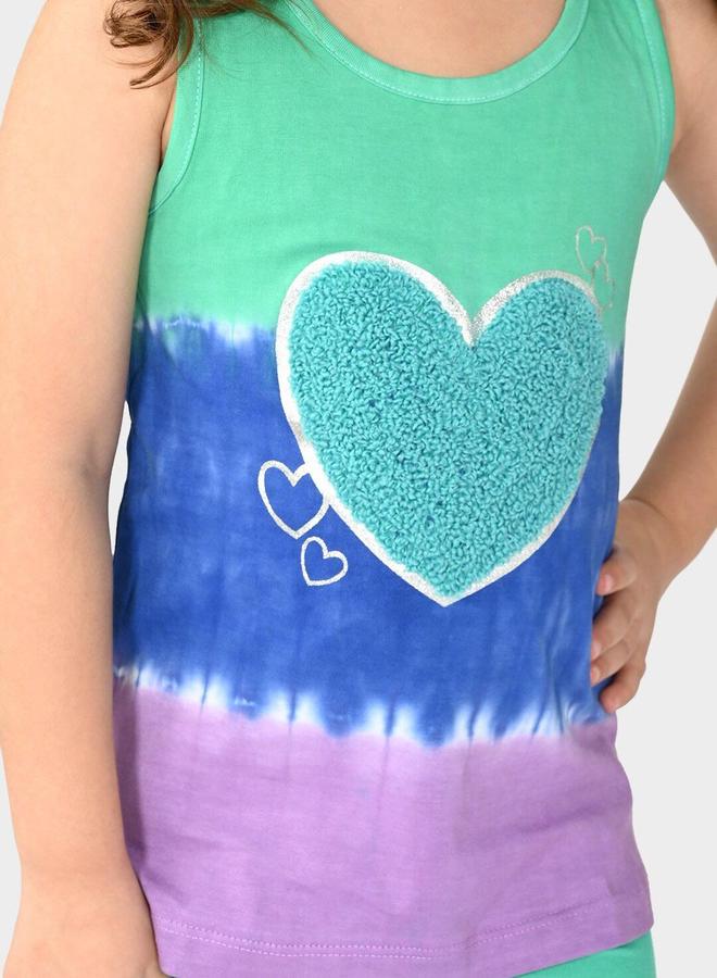 Bonkids Girl's Multicolour/Green 100% Cotton Printed Regular Fit Clothing Set - Image 2