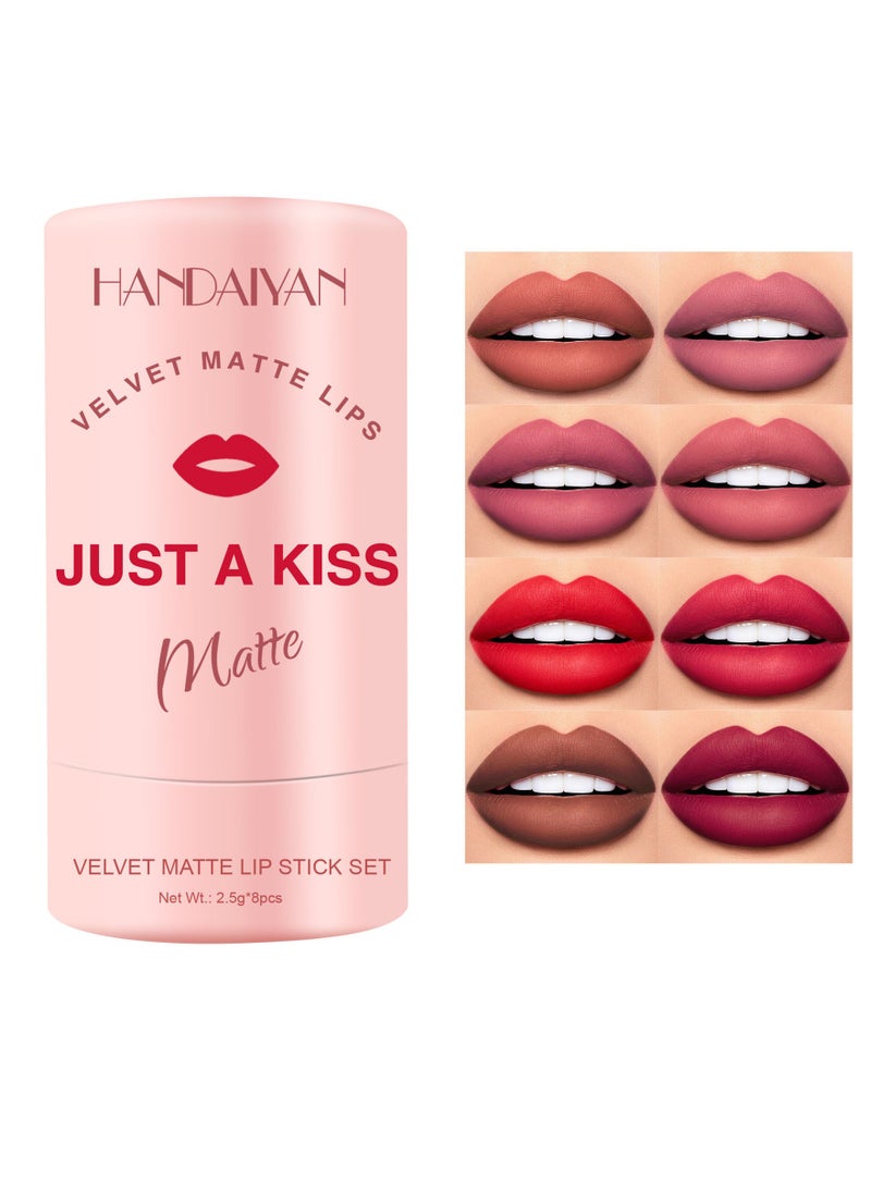 Handaiyan Lipstick Set Matte Liquid 8 Colors Long Lasting Waterproof for Women Highly Pigmented Velvety Nude Super Stay Soft Hydrating & Lightweight Professional Moisturizing Makeup Lips Gift Set  - Image 1
