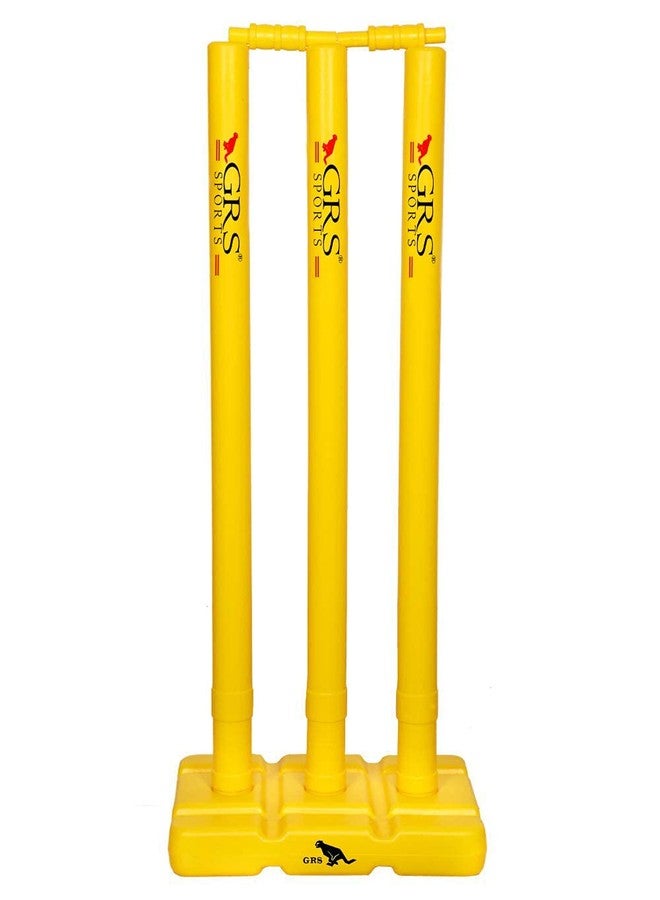 Grès GRS India Best Heavy Plastic Cricket Stumps Set - 6 Stumps + 4 Bails + 2 Stand (One Yellow & One Floro)(Plastic Wicket Set) - Image 3