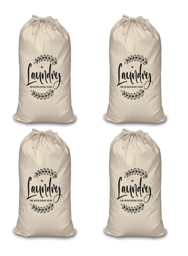 Mayatra's Cotton Laundry Bag for Clothes - Travel Organizer - Eco-Friendly 100% Pure Cotton Drawstring Bag - Large Size - Hanging Laundry Bag Foldable and Washable (Pack Of 4) - Image 1