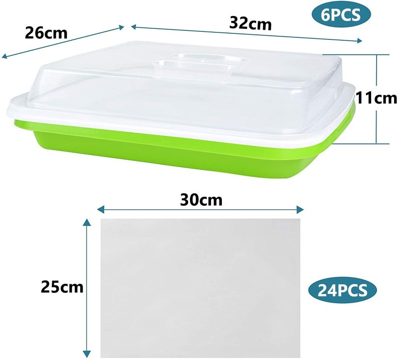 KAHEIGN 6pcs Seeds Sprout Trays for Sprouts 32cm x 26cm Sprouts with Lid Germination Tray for Large Seeds Germination Tray for Grow Mish Beans Clover Wheat Grass - Image 4