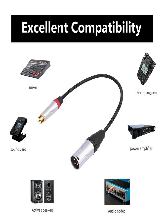 كابل صوت HUALEU ثنائي العبوة بطول 30 سم، من RCA أنثى إلى XLR ذكر ثلاثي الأطراف؛ كابل متوازن من XLR ذكر إلى RCA أنثى غير متوازن، مناسب للخلاطات ومضخمات الطاقة ومشغلات الصوت - Image 5