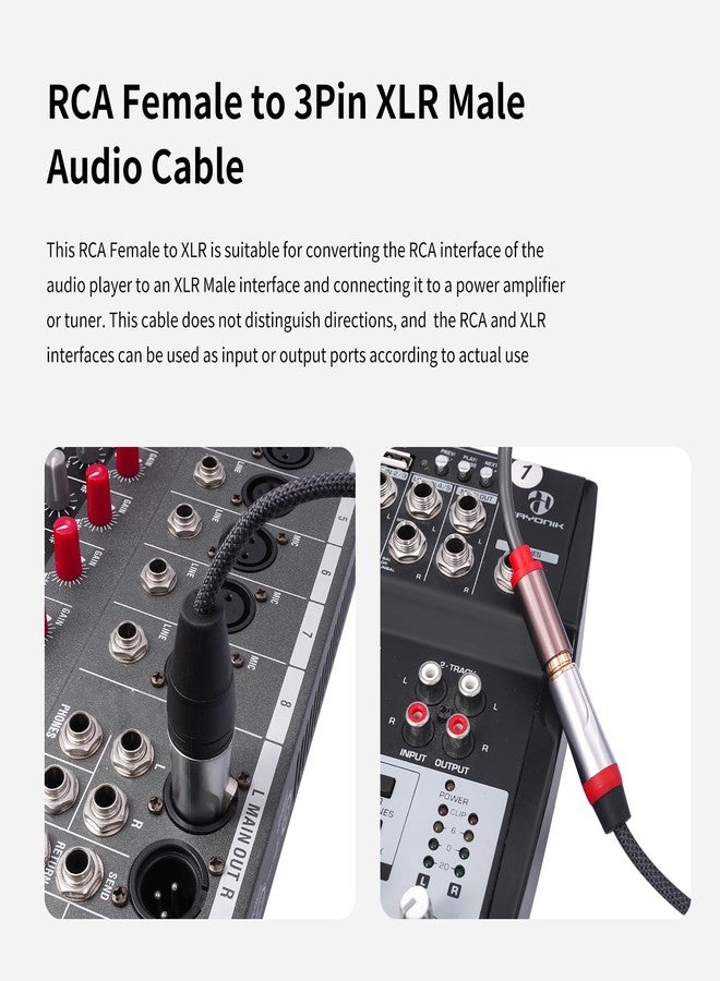 كابل صوت HUALEU ثنائي العبوة بطول 30 سم، من RCA أنثى إلى XLR ذكر ثلاثي الأطراف؛ كابل متوازن من XLR ذكر إلى RCA أنثى غير متوازن، مناسب للخلاطات ومضخمات الطاقة ومشغلات الصوت - Image 4