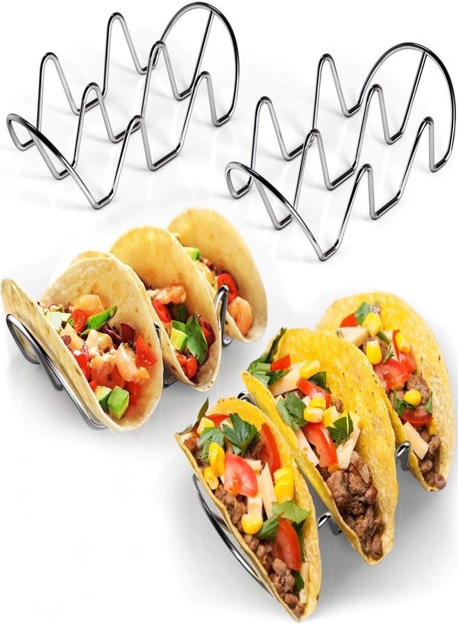 WIDBI Premium Taco Holders - 4 Pack Stainless Steel Taco Stands Holds 12 Standard Tacos (3 Each) - Fits Most Plates & Air Fryers - Dishwasher & Oven Safe - For Soft & Hard Shell Tacos - Image 1