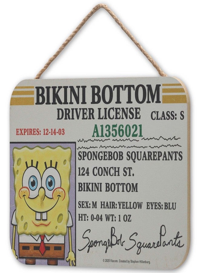 أوبن رود براندز لوحة خشبية معلقة عليها رخصة قيادة سبونج بوب سكوير بانتس بيكيني بوتوم - ديكور حائط سبونج بوب مضحك للمنزل - Image 2