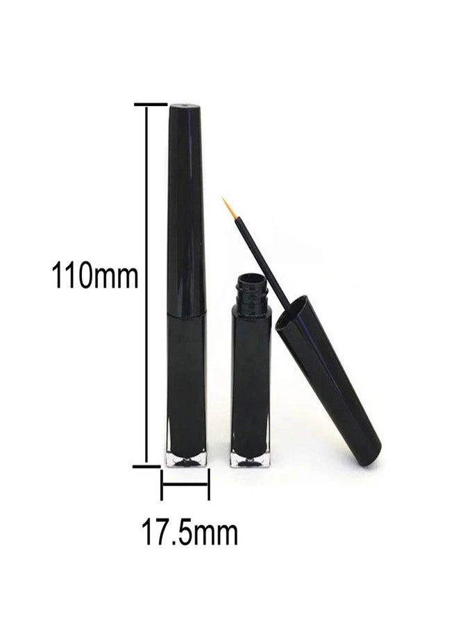 lasenersm 4 Pieces 3ml Empty Eyeliner Tubes with Refillable Eyelash Growth Liquid Bottle Plastic Eyeliner Vials Tube with Brush Eyelash Growth Oil Mascara Tube Come with 2 Mini Palstic Funnels, Black - Image 3