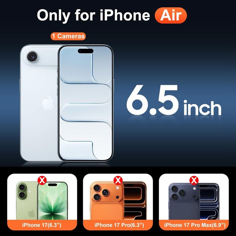 بورتوني حافظة iPhone 17 Air، غطاء حامل إصبع مع حامل قابل للطي، حافظة سيليكون ناعمة متعددة الحوامل مغناطيسية للسيارة لهاتف iPhone 17 Air مقاس 6.5 بوصة (أزرق سماوي، iPhone 17 Air) - Image 2
